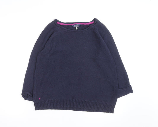 Joules Women's Blue Cotton Crew Neck Knit Jumper Size 12