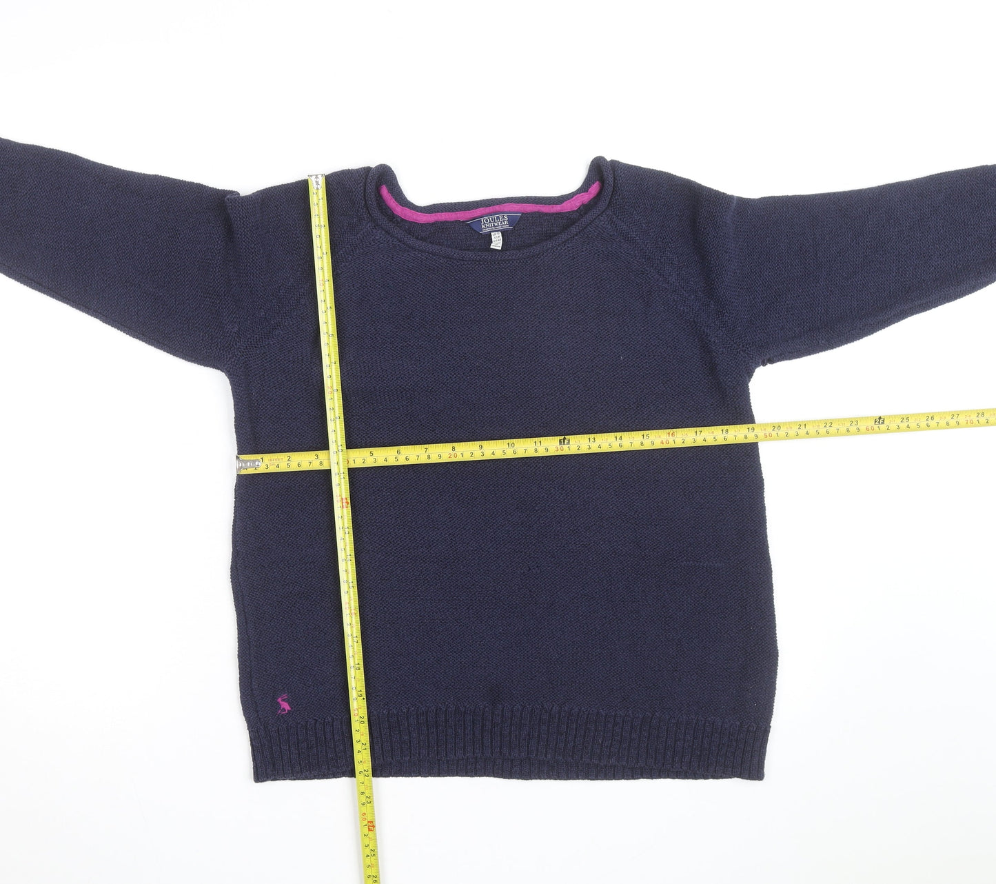 Joules Women's Blue Cotton Crew Neck Knit Jumper Size 12
