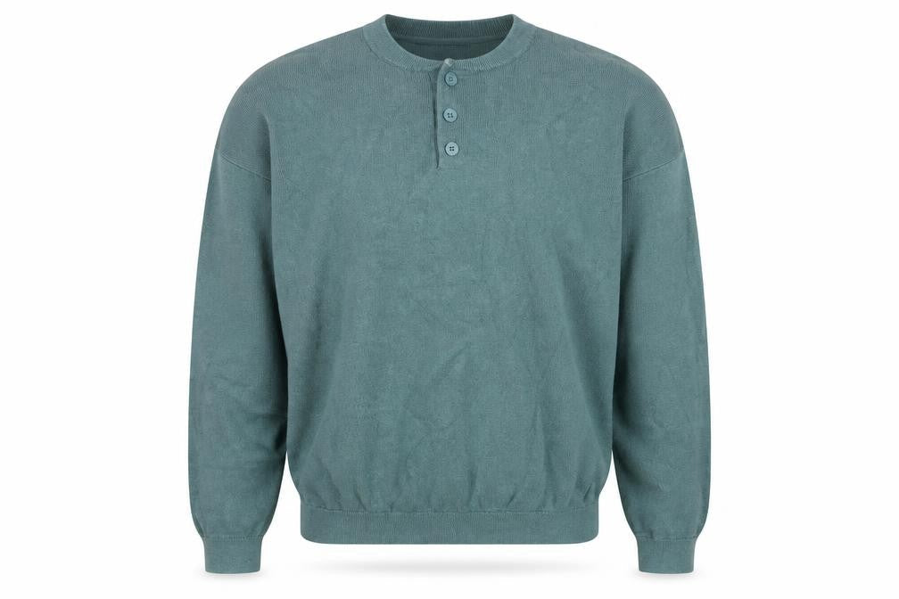 FatFace Men's Green Cotton Cashmere Henley Jumper XL