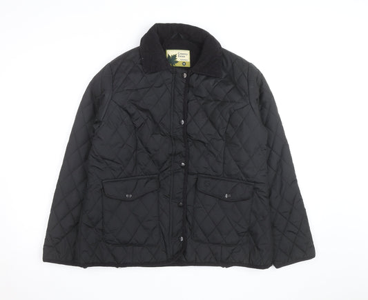 Country Estate Women's Black Quilted Mid-Length Jacket Size 18