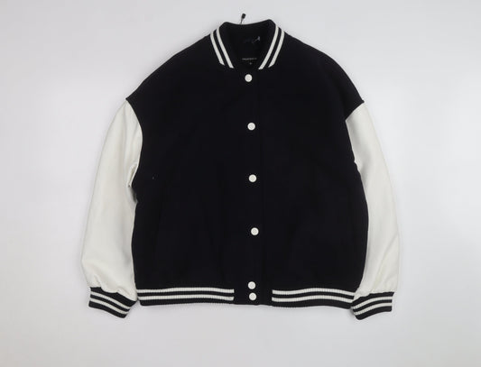 Peacocks Men's Black Varsity Jacket M Wool Blend Casual Bomber