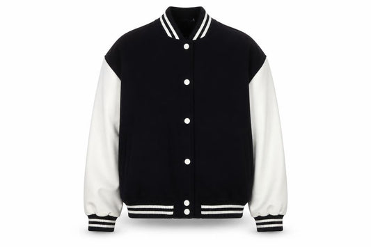Peacocks Men's Black Varsity Jacket M Wool Blend Casual Bomber