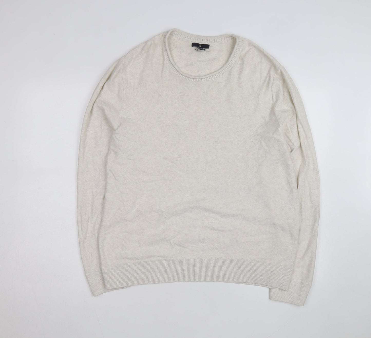 GAP Mens Beige Cotton Wool Crew Neck Pullover Jumper Size L