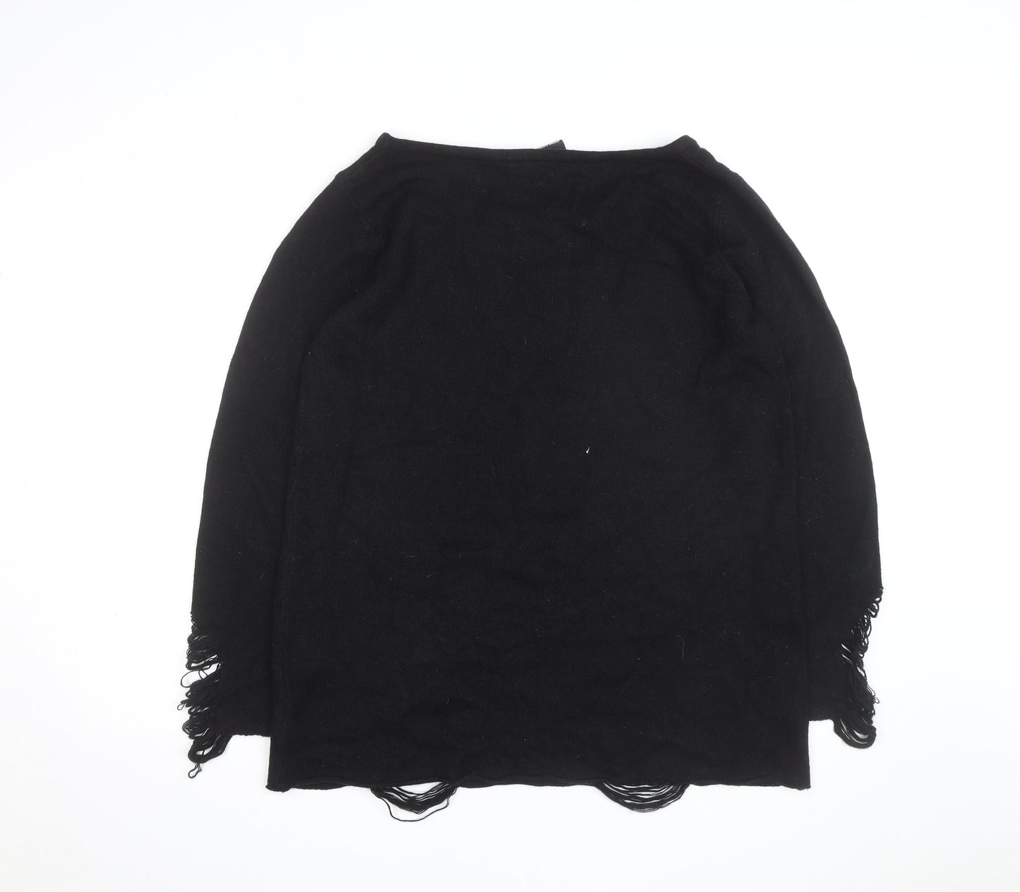 Killstar Mens Black 2XL Gothic Cat Graphic Distressed Knit Jumper