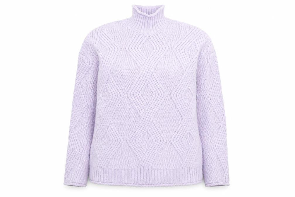 Marks & Spencer Women’s Lilac Chunky Knit Mock Neck Jumper M