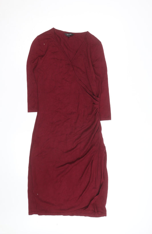 Phase Eight Women’s Red V-Neck Wrap Knit Dress Size 10