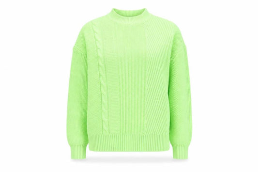 Marks & Spencer Women's Green Cable-Knit Cotton Jumper Medium