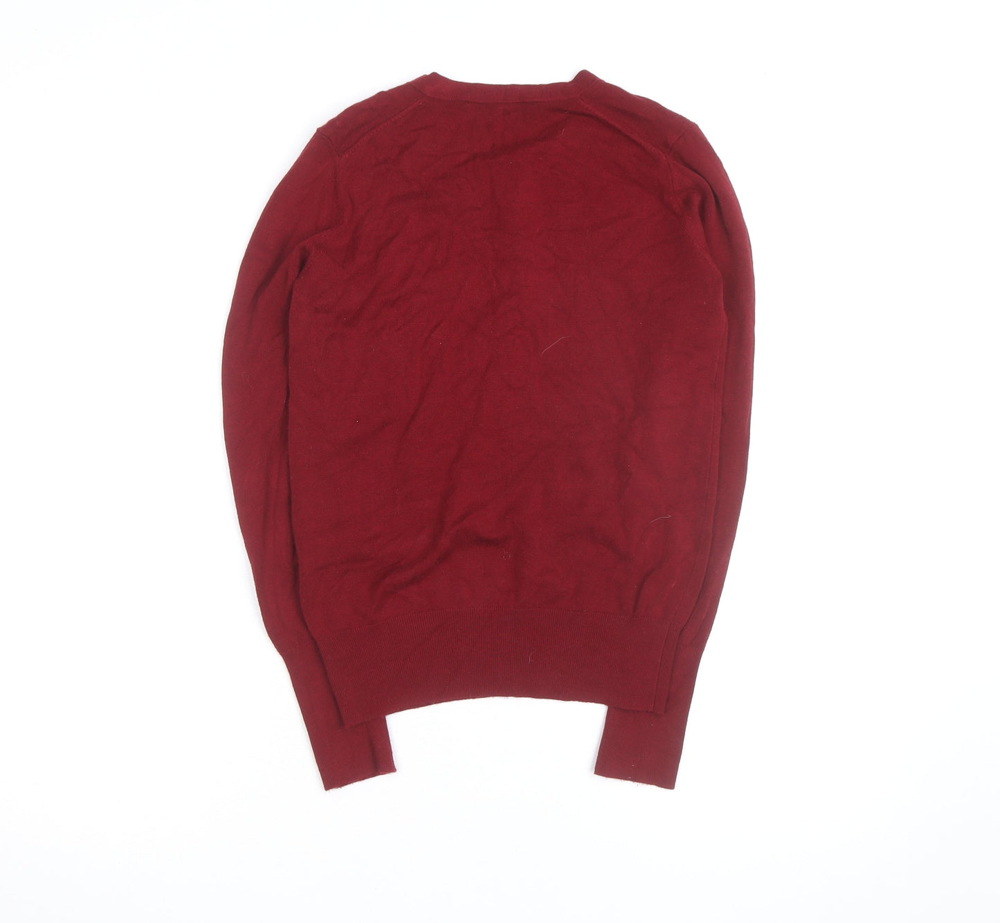 ZARA Women Red Henley Knit Jumper Size 8 Long Sleeve