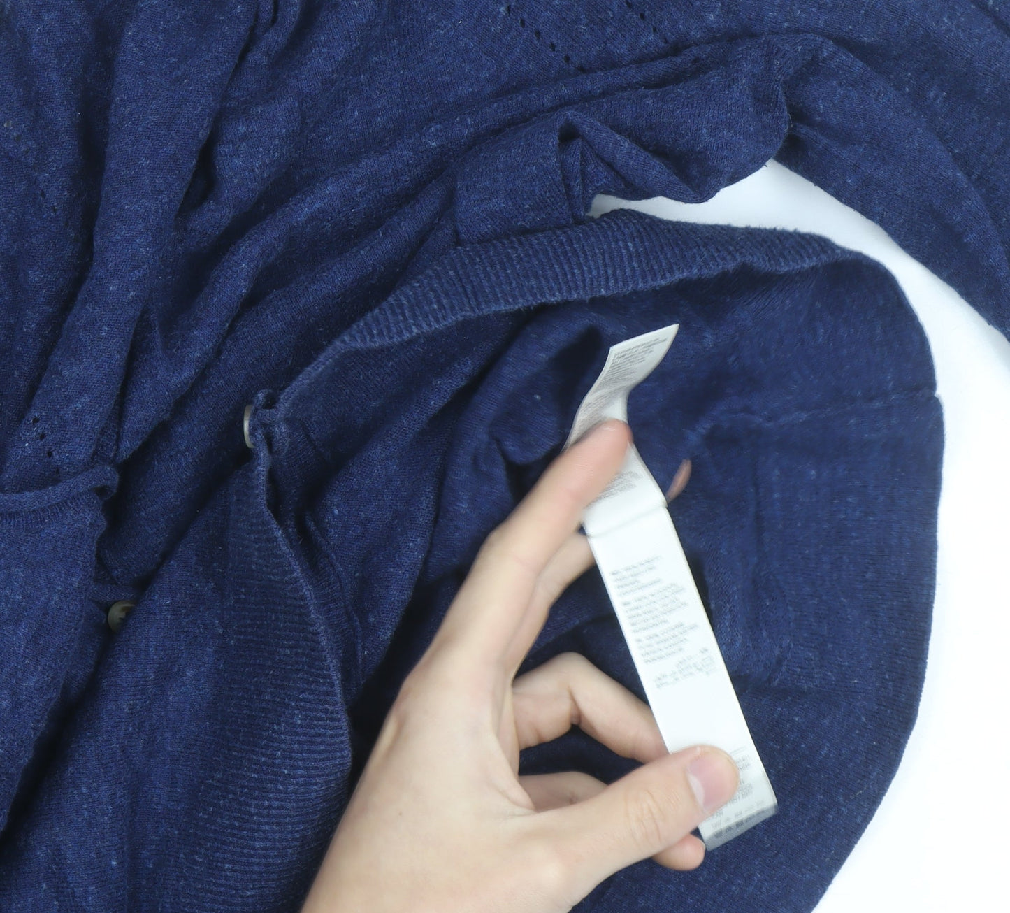 Fat Face Women's Blue Linen Cotton V-Neck Cardigan Size 12