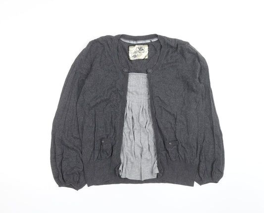 Betty Jackson Black Womens Grey Cardigan Size 18 Wool Blend
