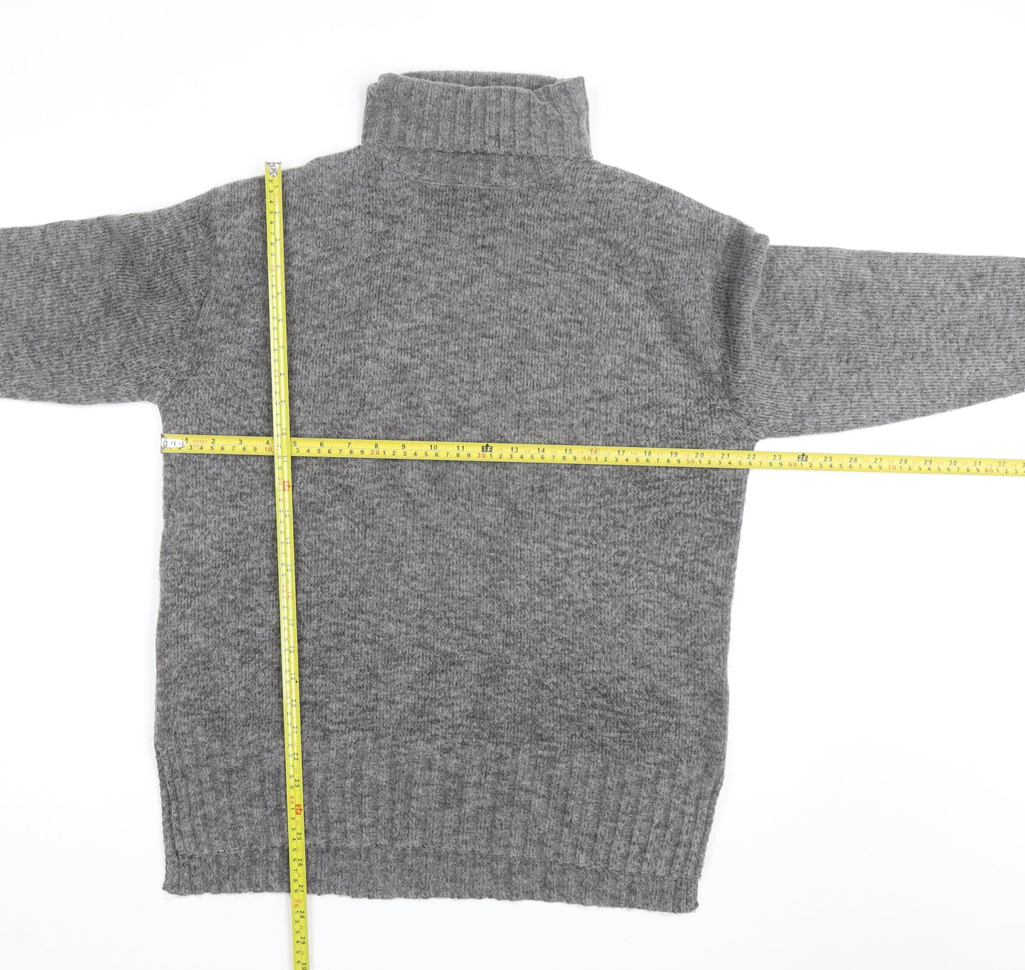 Threadbare Women's Grey Roll Neck Chunky Knit Jumper Size 12