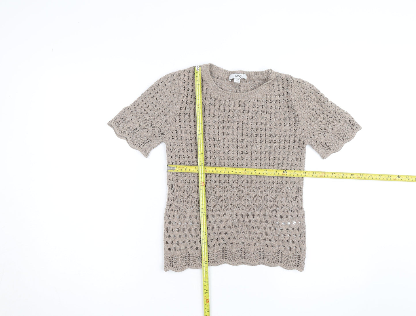 Marks and Spencer Women’s Beige XS Open-Knit Cotton Jumper