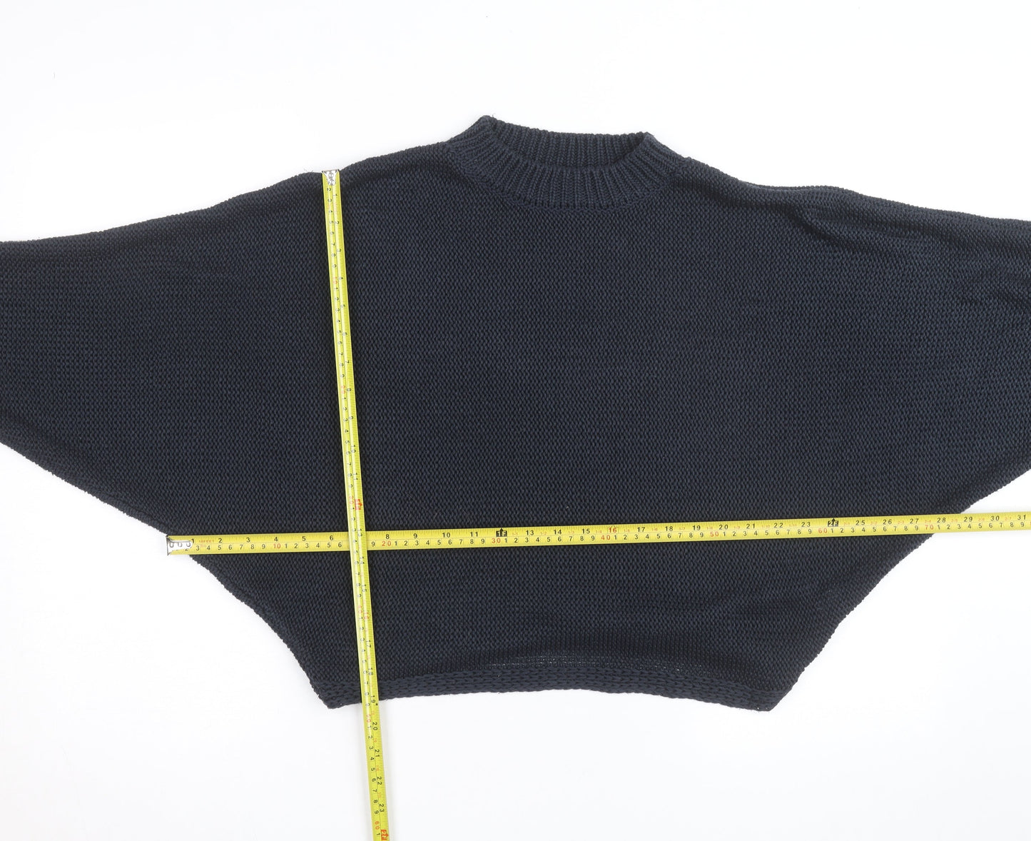 River Island Men’s Black Chunky Knit Pullover Jumper Size S