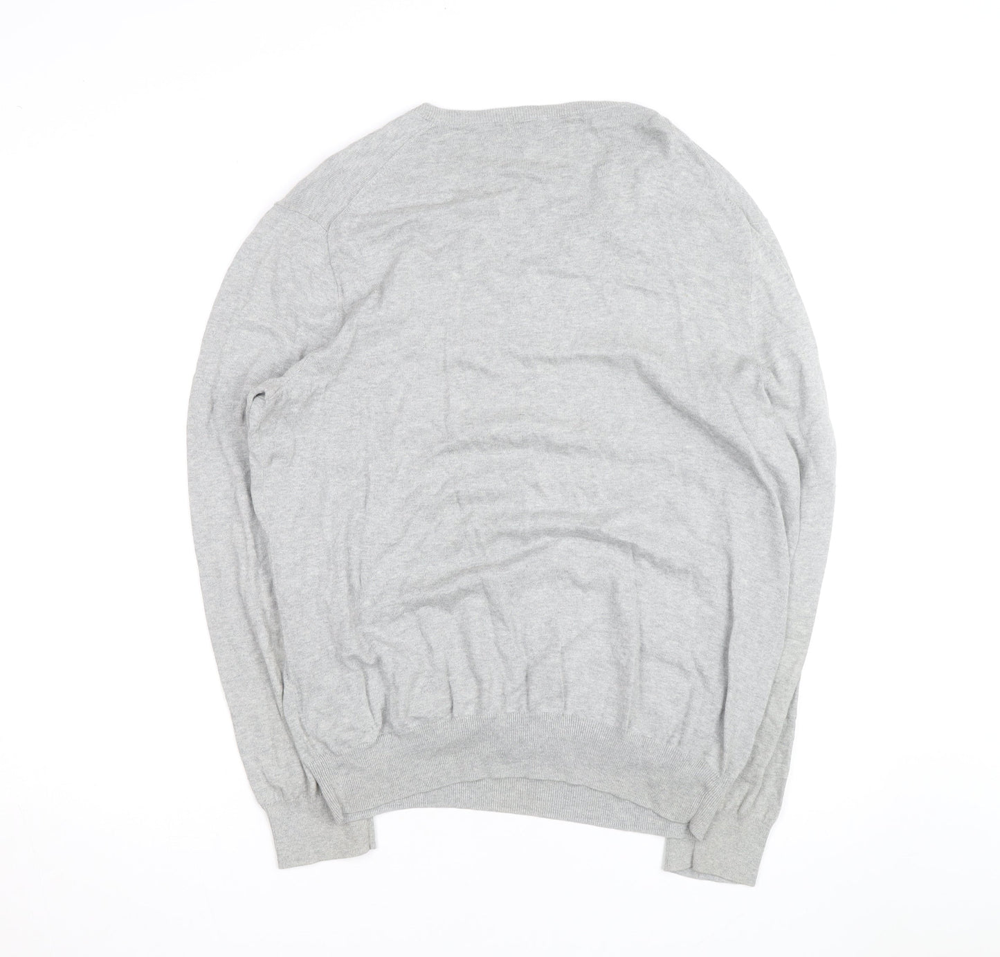 Ralph Lauren Men's Grey Slim Fit V-Neck Cotton Jumper - L