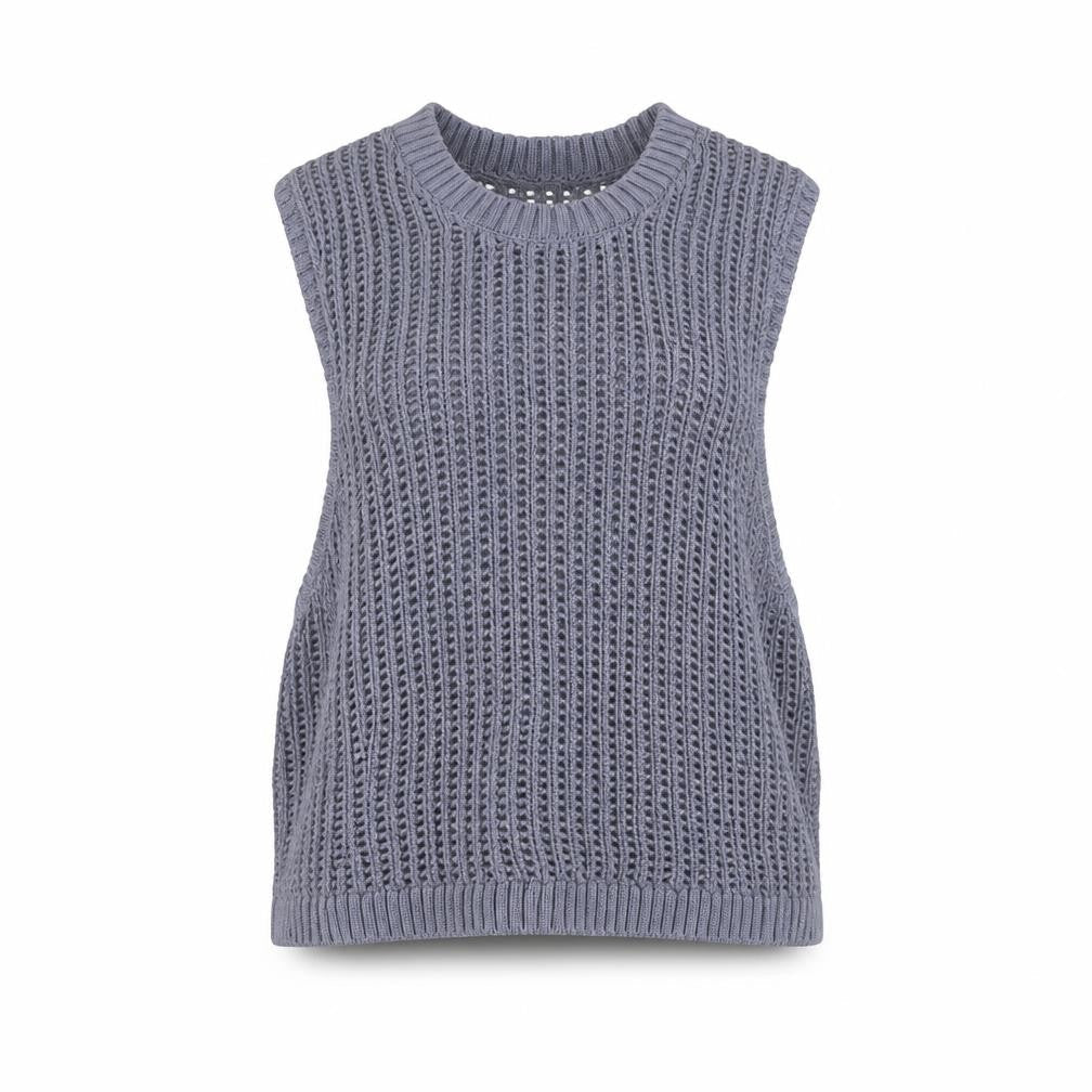 Hollister Womens Grey Sleeveless Open Knit Cotton Vest M