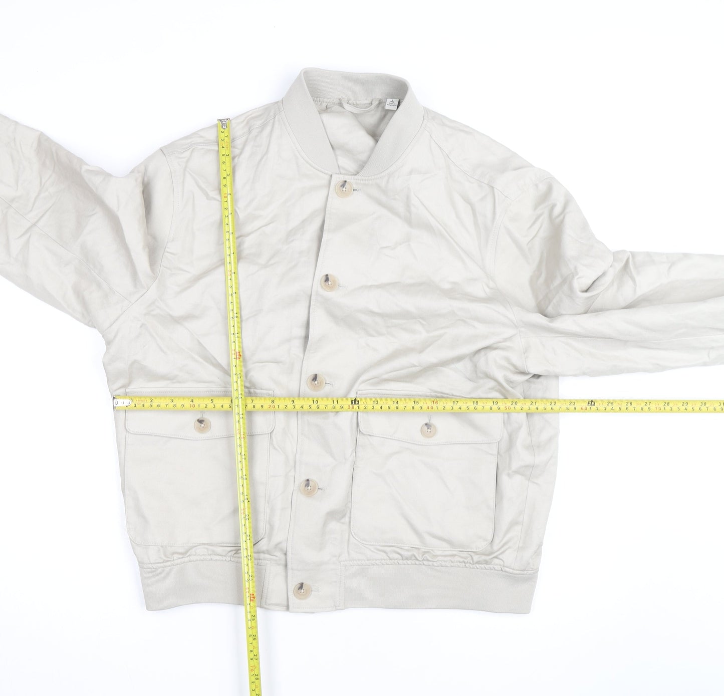 Marks and Spencer Mens Beige Cotton Bomber Jacket Size L Regular Fit