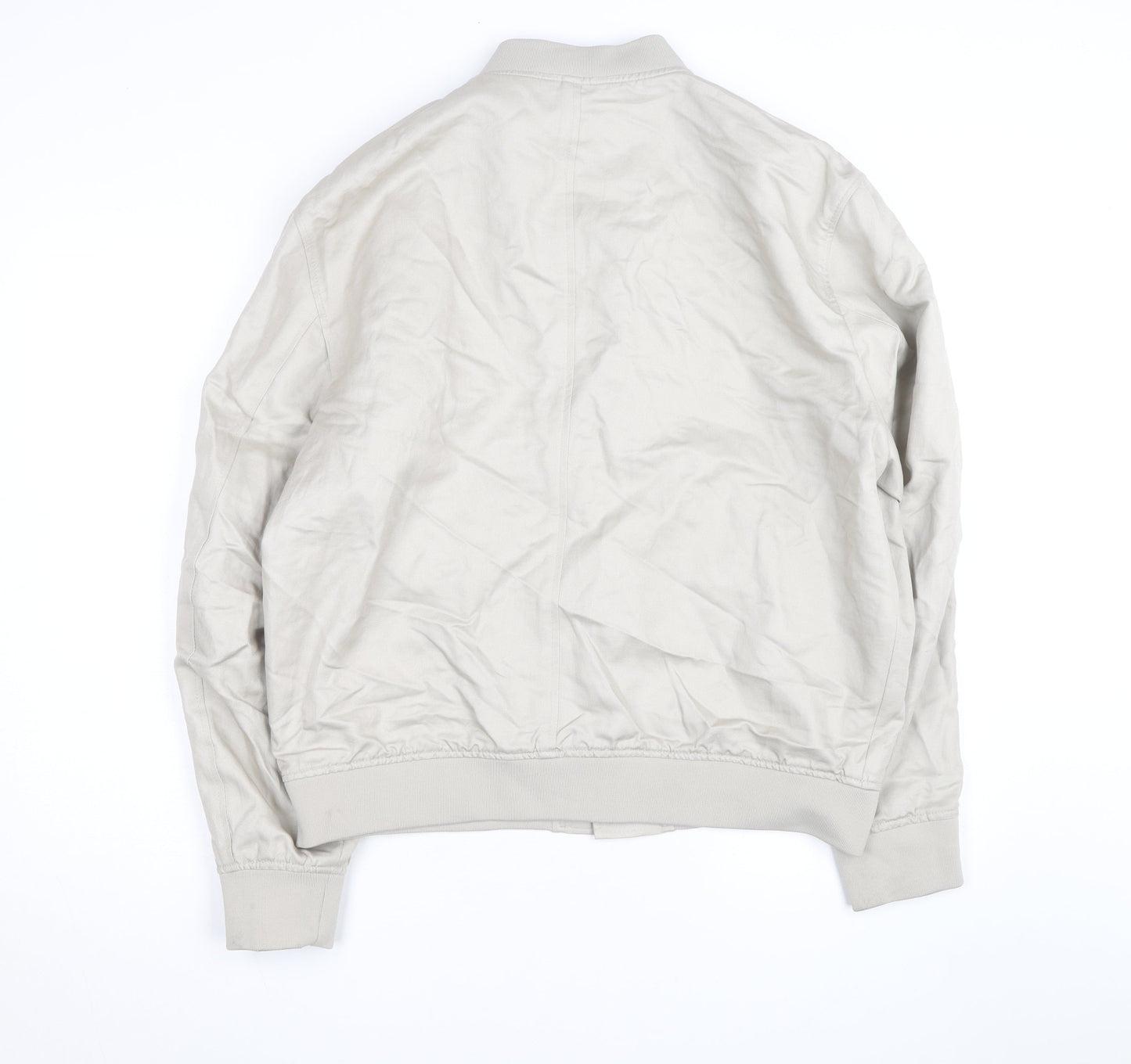 Marks and Spencer Mens Beige Cotton Bomber Jacket Size L Regular Fit