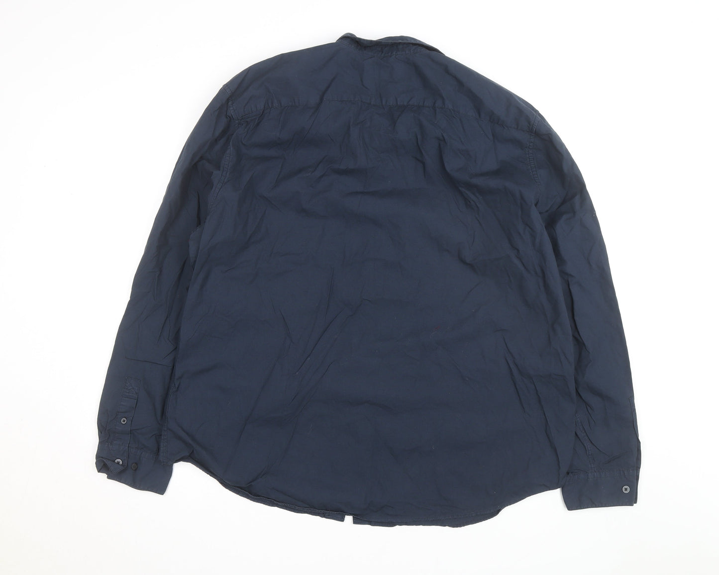 Jasper Conran Men's Navy Cotton Long Sleeve Button-Up Shirt XXL