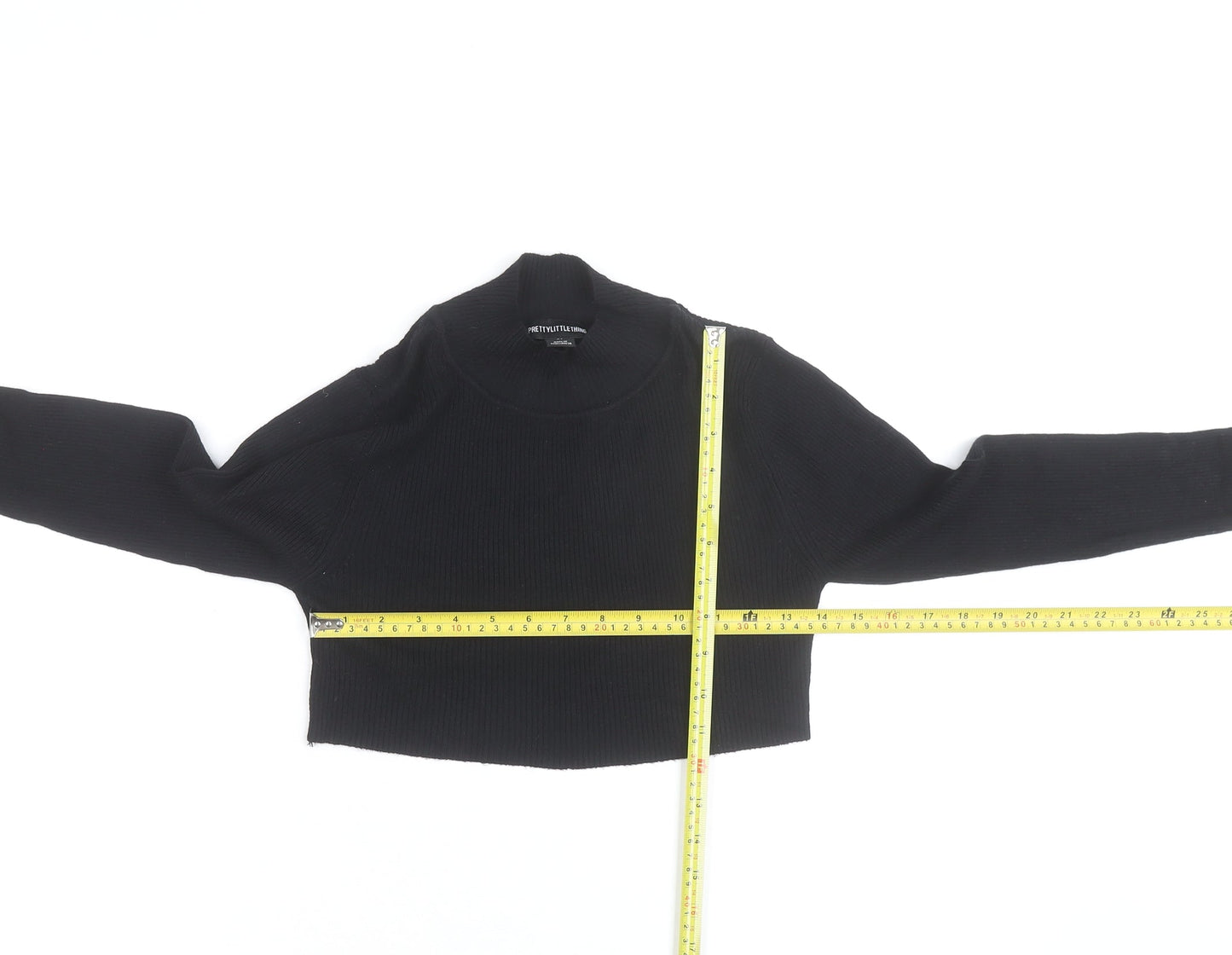 PrettyLittleThing Women's Black XS Mock Neck Cropped Jumper