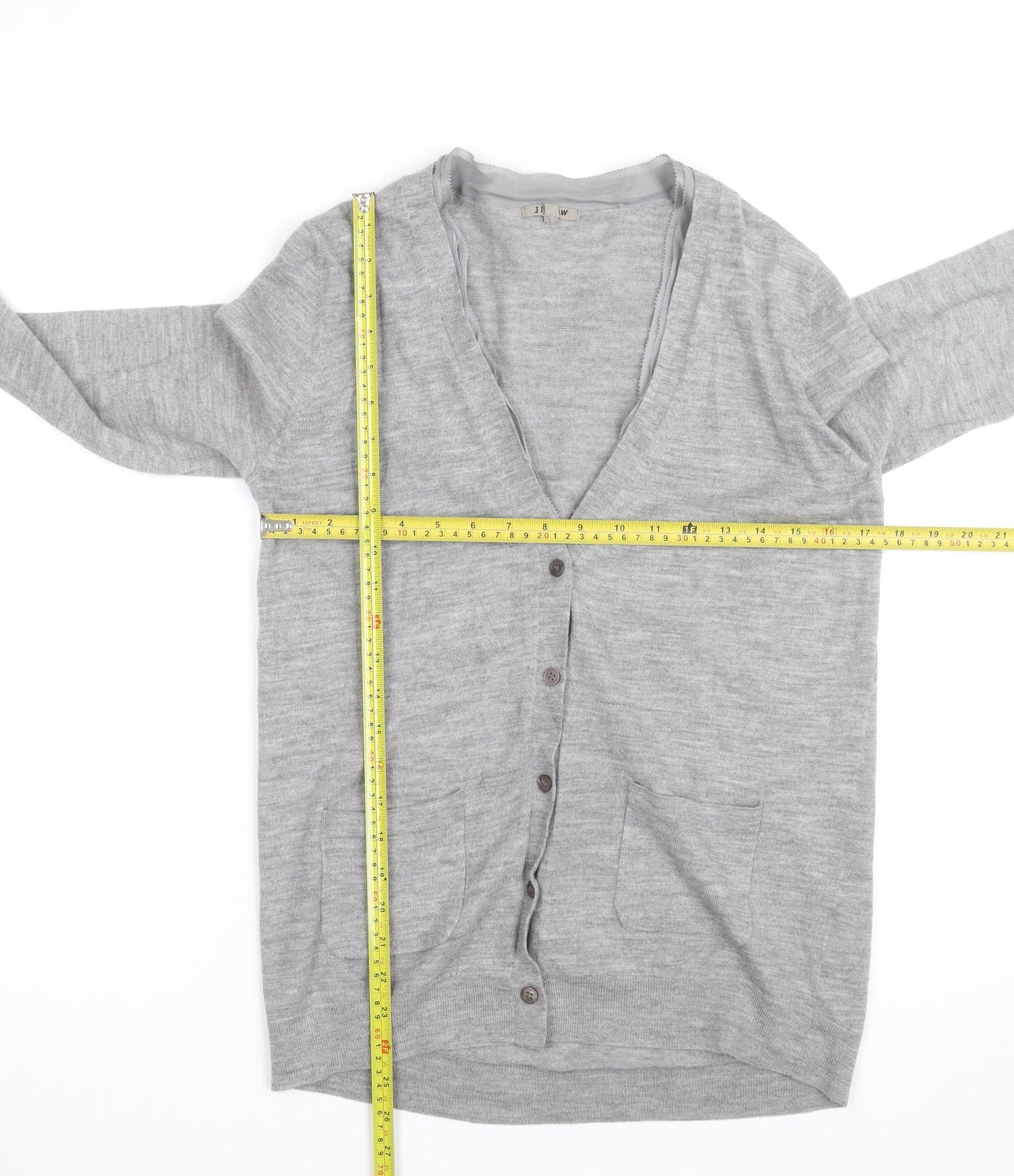 Jigsaw Men Grey Wool V-Neck Button Cardigan M