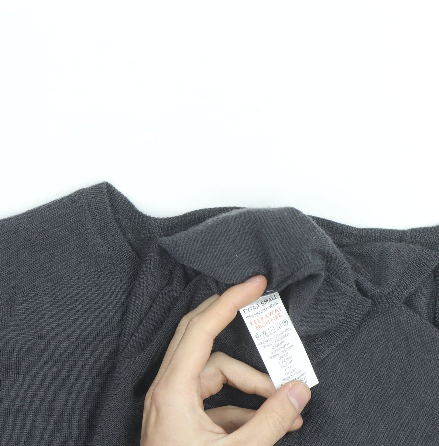 The White Company Men's Grey XS Cotton Cashmere Pullover Jumper
