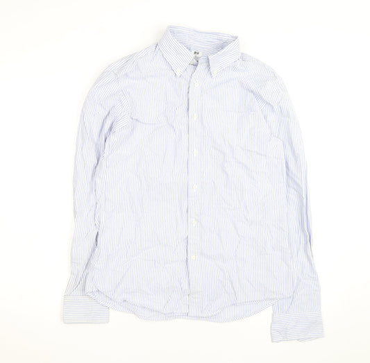 Uniqlo Men's Blue Slim Fit Striped Long Sleeve Button-Up Shirt Size S