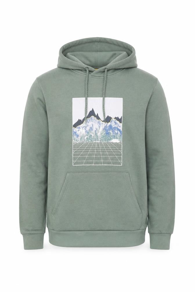 Mountain Warehouse Men's Green Hoodie M Pullover Graphic Print Cotton Blend