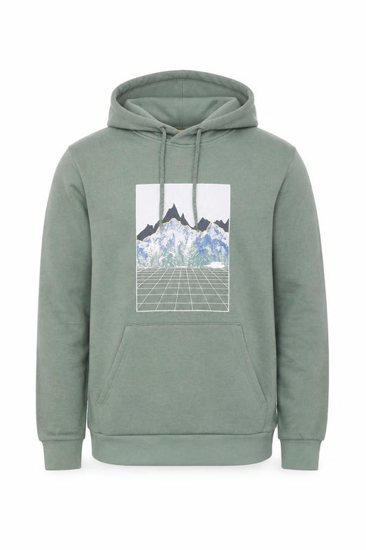 Mountain Warehouse Men's Green Hoodie M Pullover Graphic Print Cotton Blend
