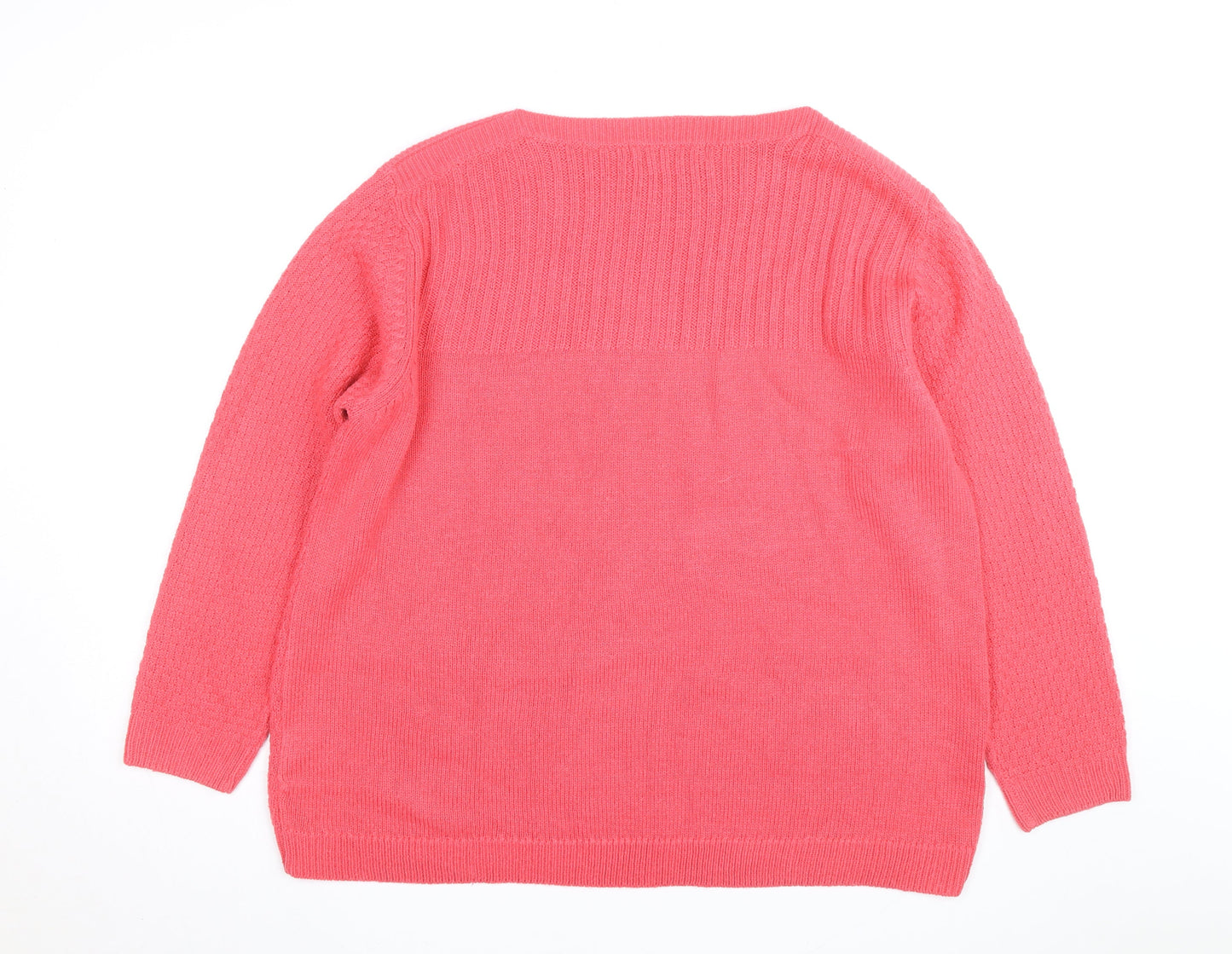 Isle Essentials Women Pink Cable-Knit Acrylic Jumper XL 22-24