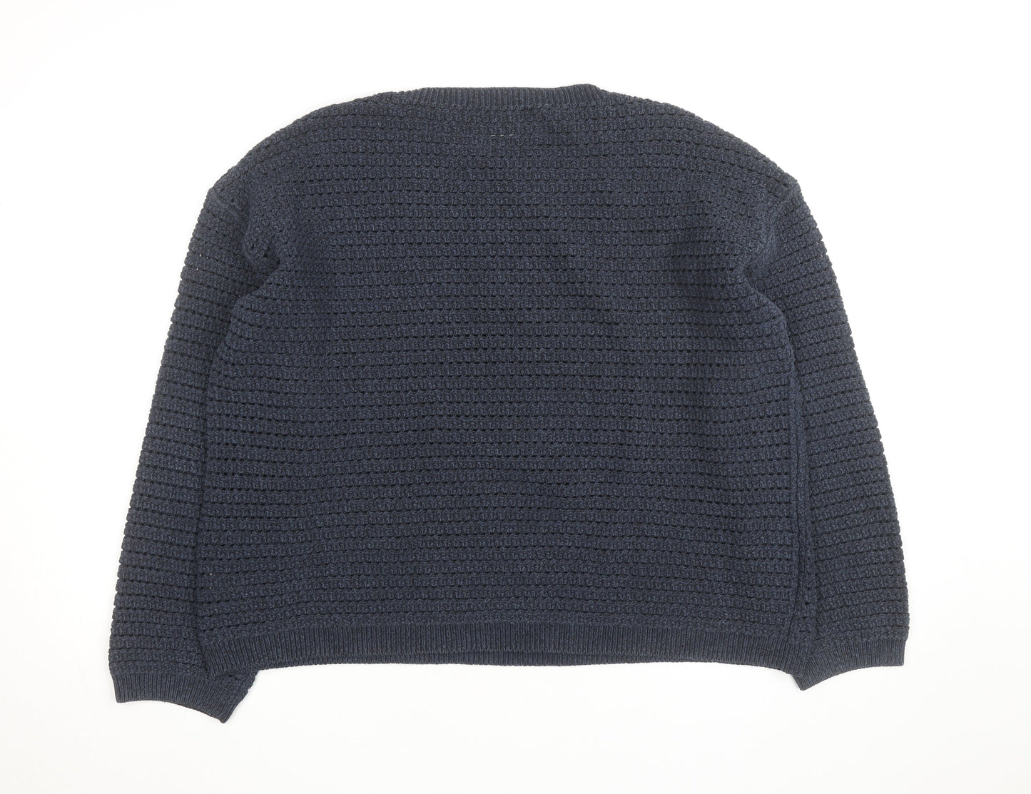 Marks and Spencer Men’s Blue Cotton Blend Waffle Knit Jumper Size L