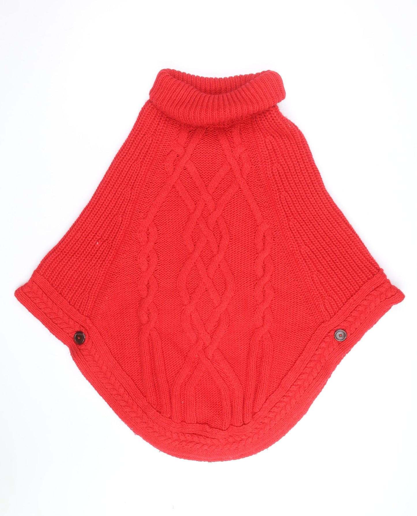 Joules Women’s Red Wool Blend Chunky Knit Cape Jumper Roll Neck S