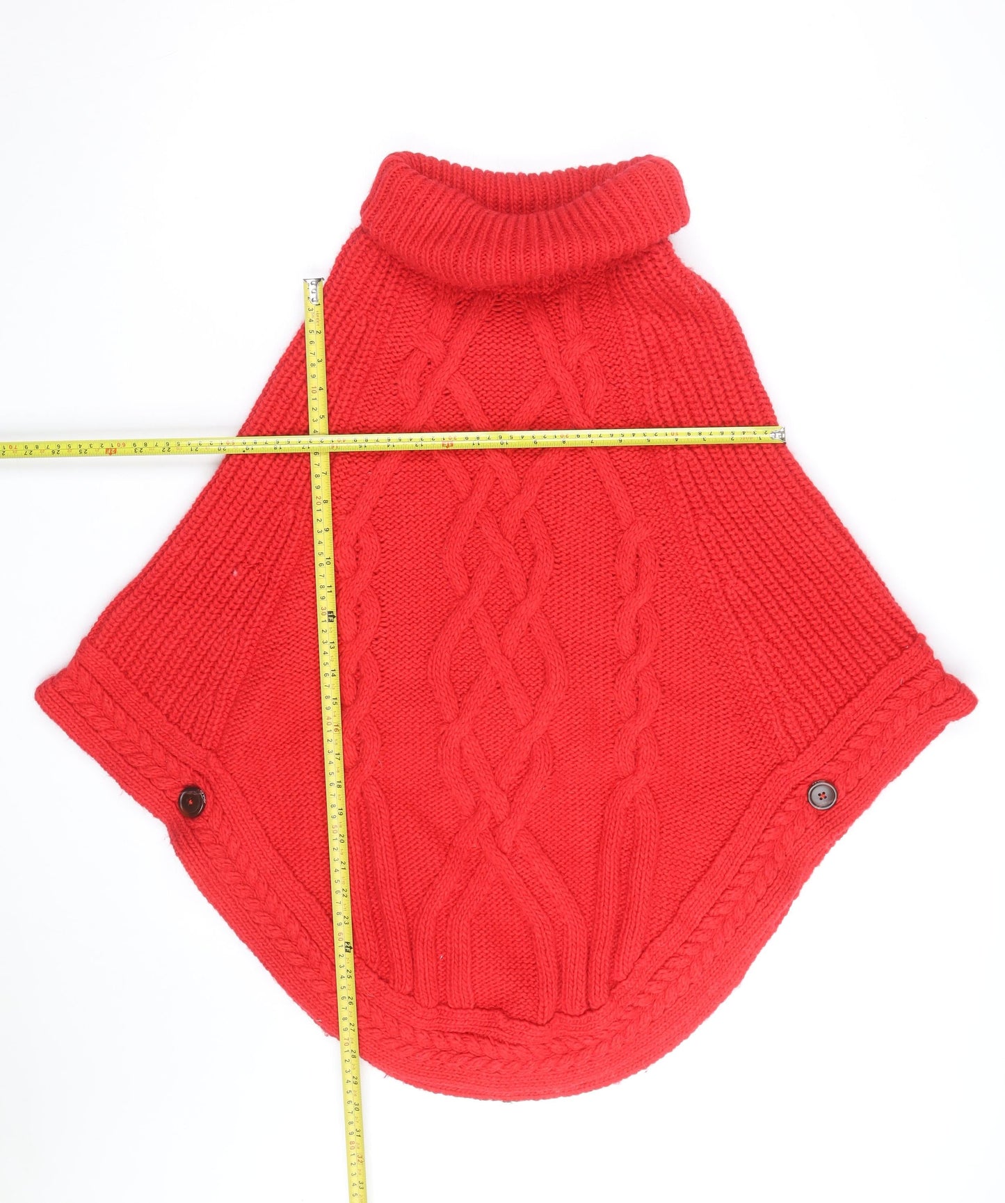 Joules Women’s Red Wool Blend Chunky Knit Cape Jumper Roll Neck S