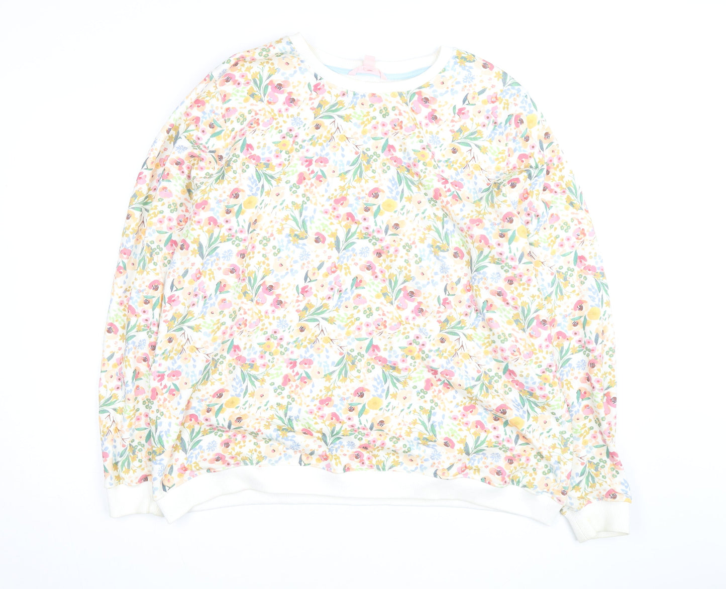 You Are The Club Womens White Floral Pullover Sweatshirt Size M