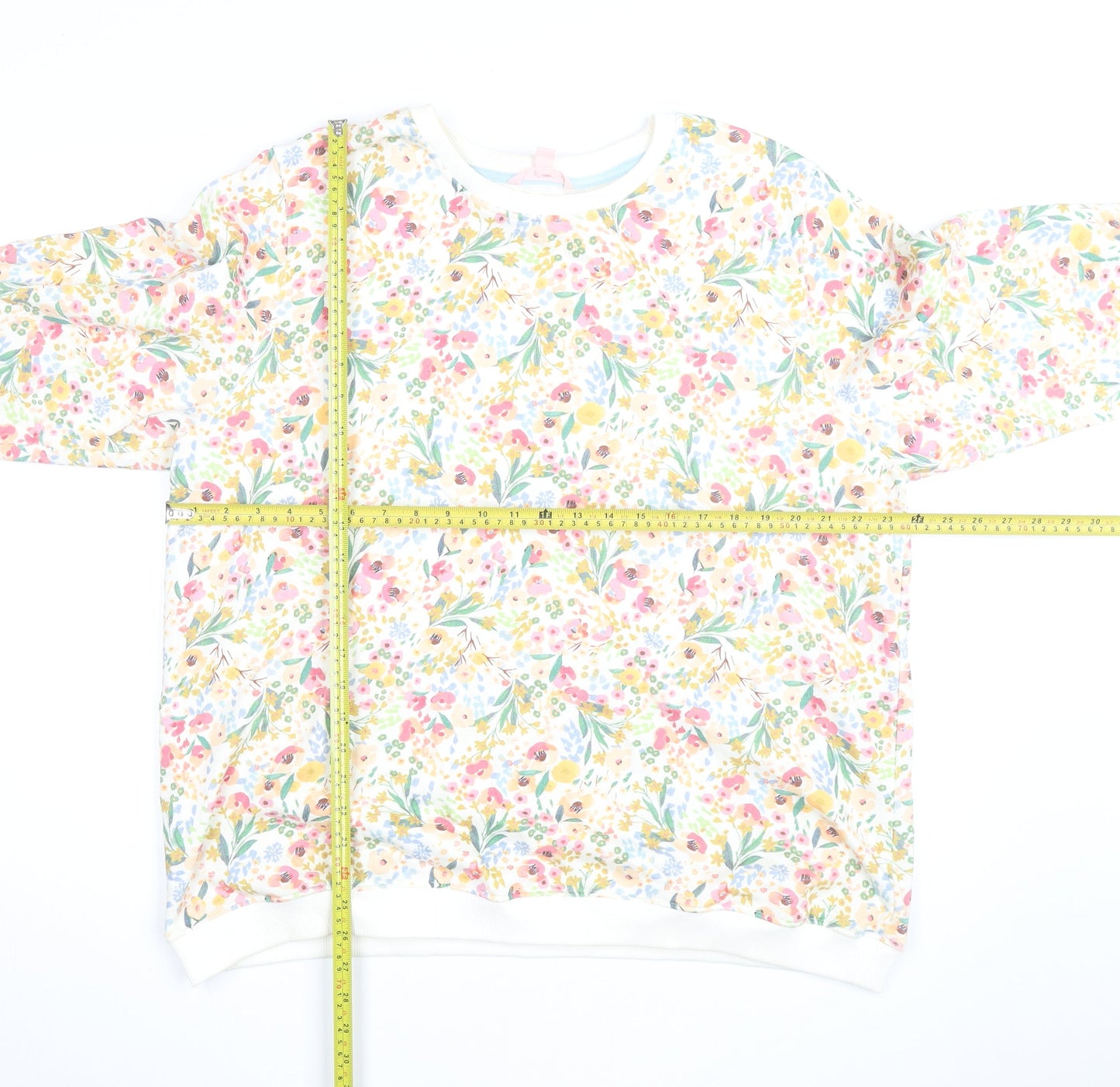 You Are The Club Womens White Floral Pullover Sweatshirt Size M