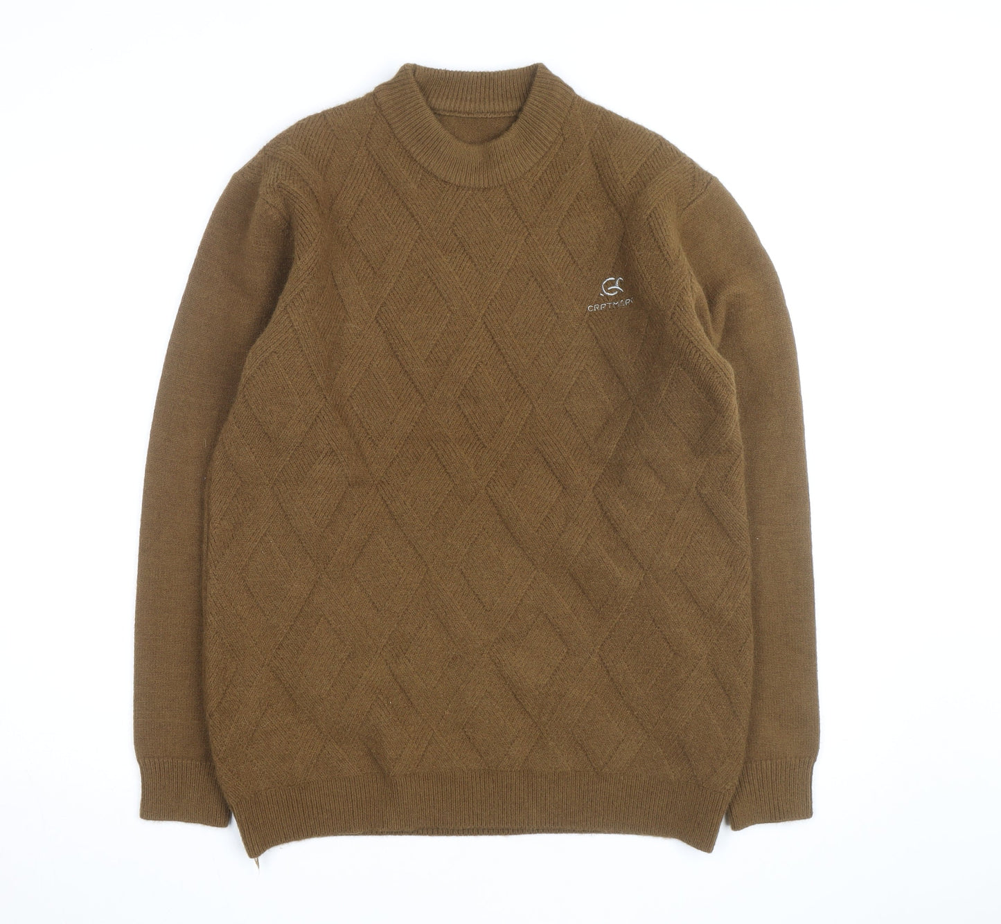 Craft Mark Men's Brown Wool Cable-Knit Crew Neck Jumper M