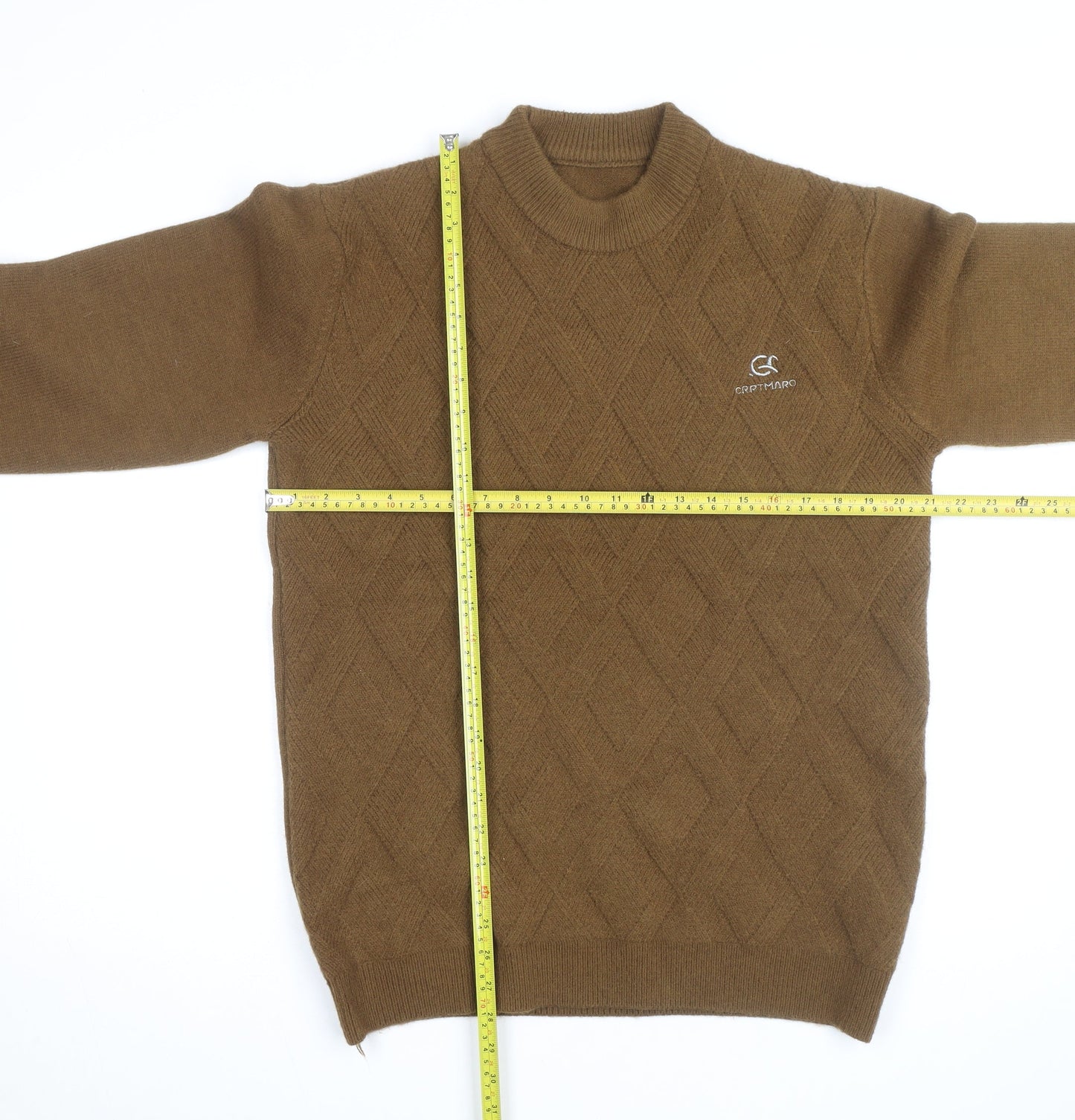 Craft Mark Men's Brown Wool Cable-Knit Crew Neck Jumper M