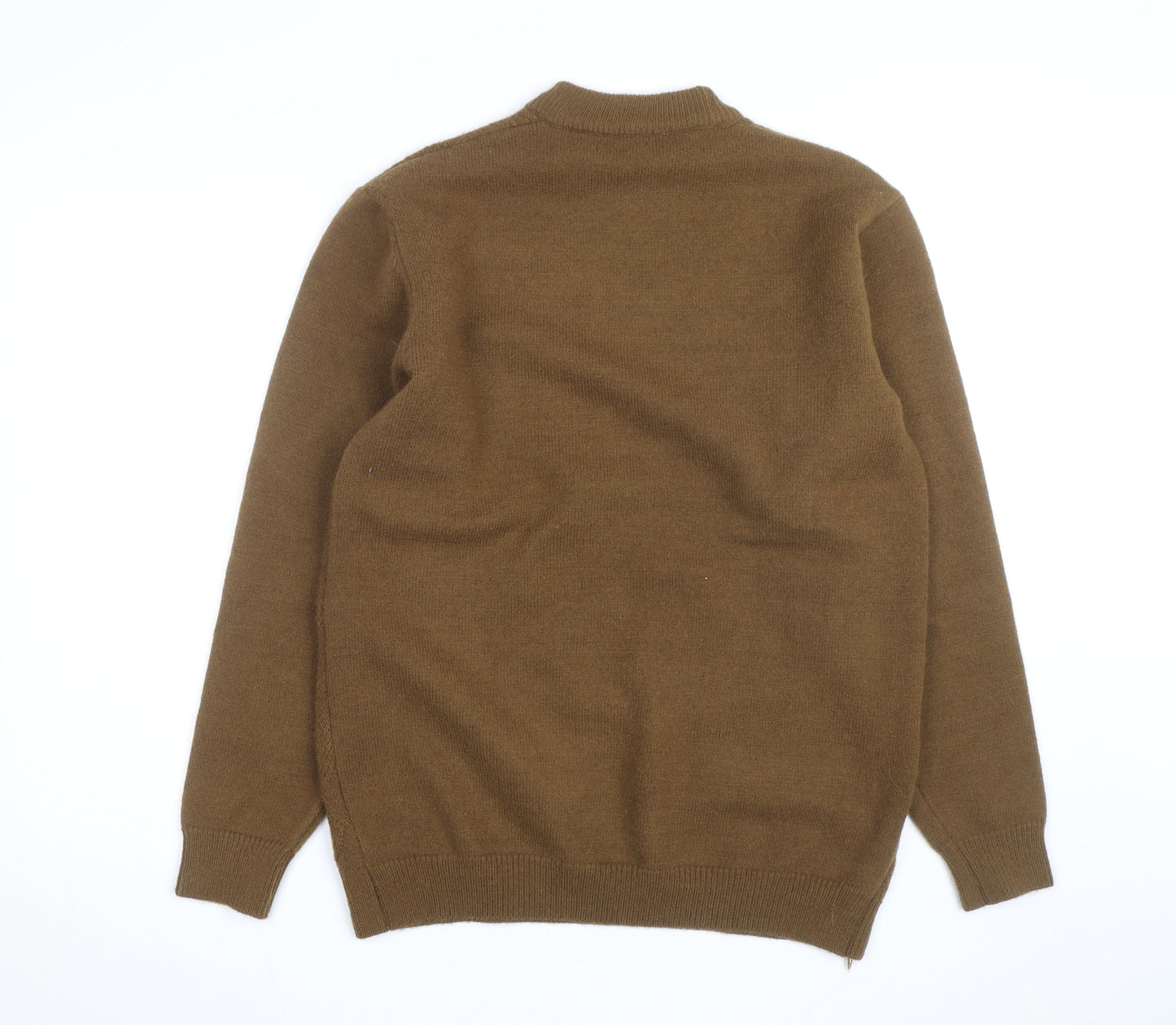 Craft Mark Men's Brown Wool Cable-Knit Crew Neck Jumper M