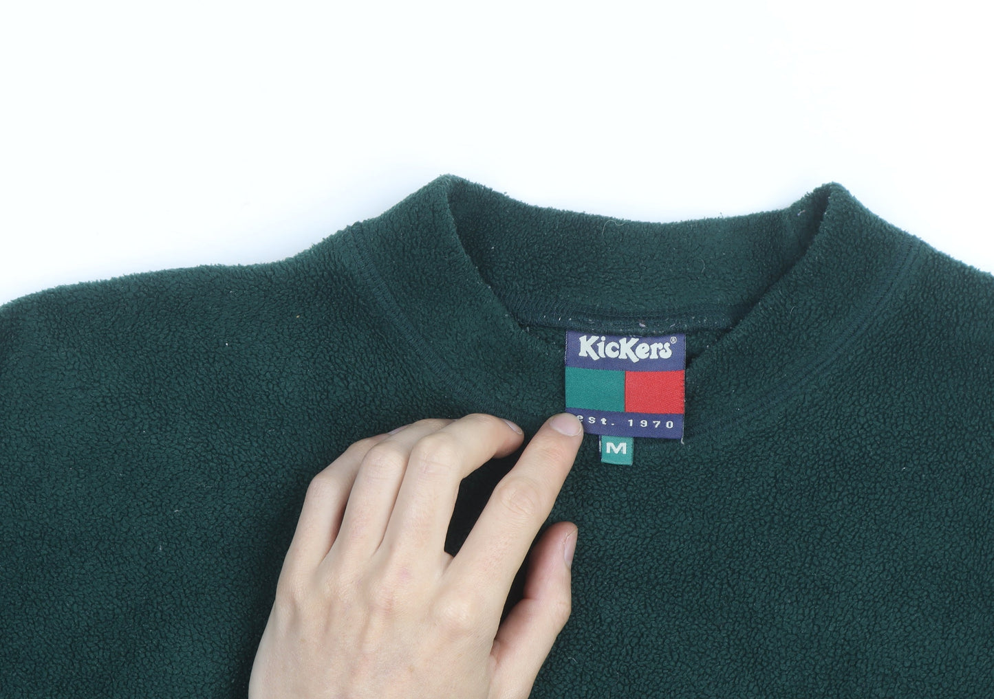 Kickers Men's Green Fleece Pullover Jumper Mock Neck M