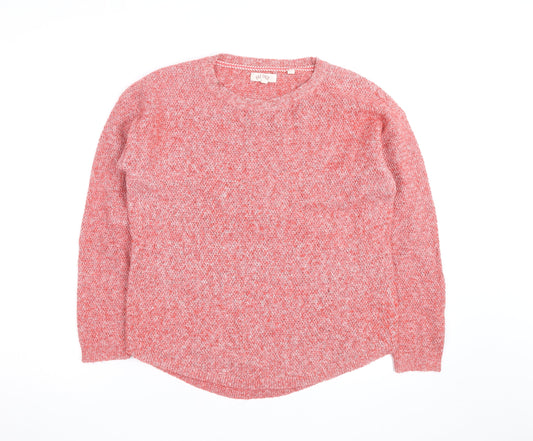 Fat Face Women Pink Crew Neck Chunky-Knit Jumper Size 12