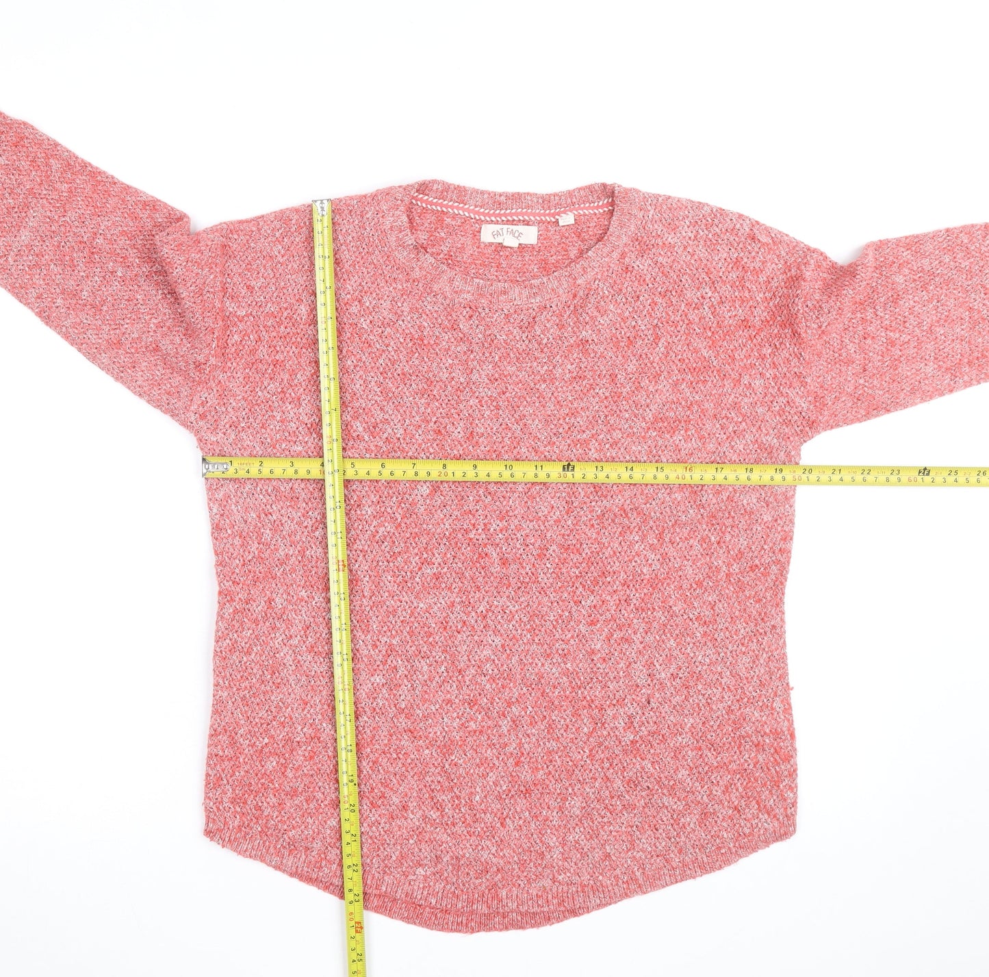 Fat Face Women Pink Crew Neck Chunky-Knit Jumper Size 12