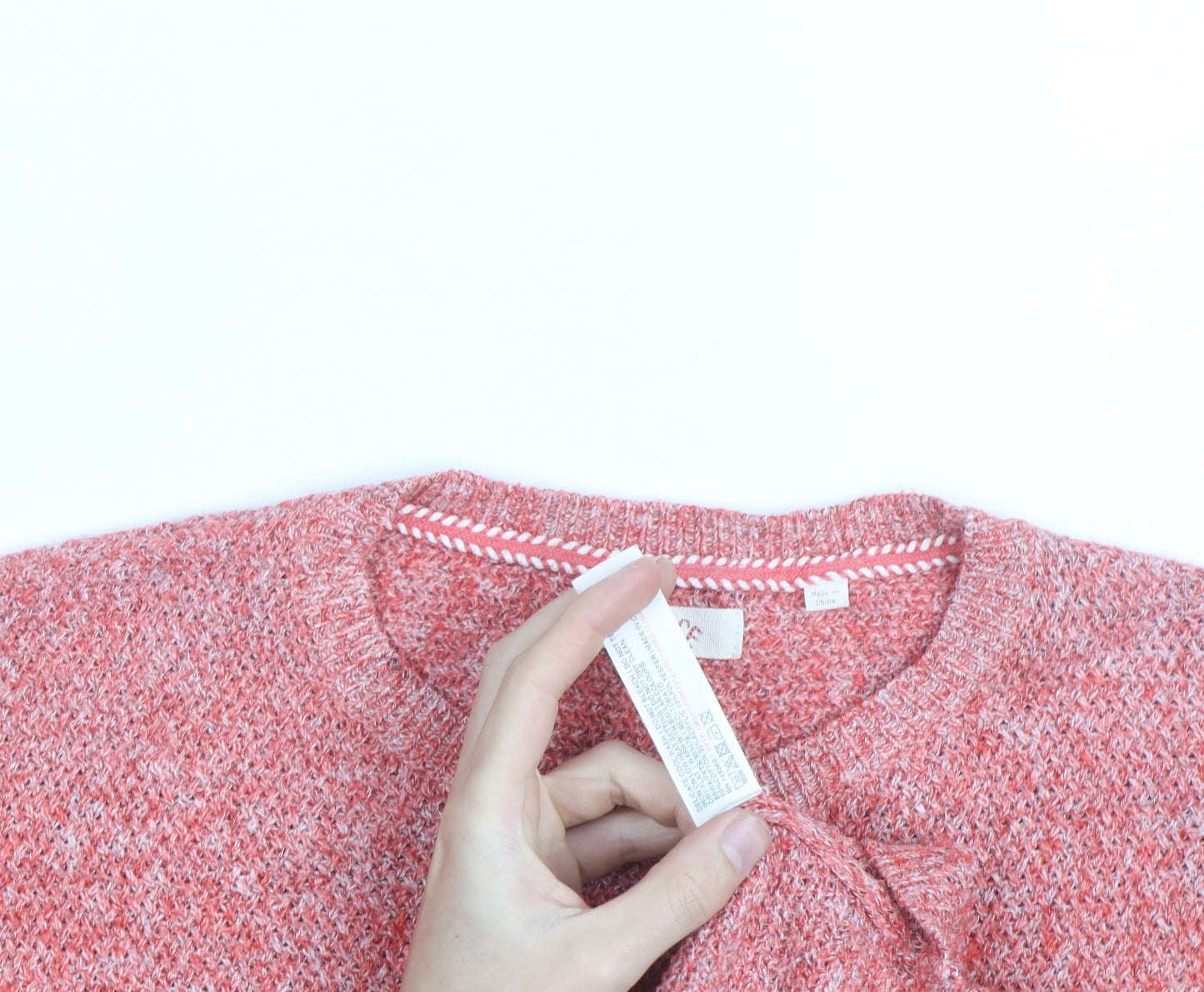 Fat Face Women Pink Crew Neck Chunky-Knit Jumper Size 12