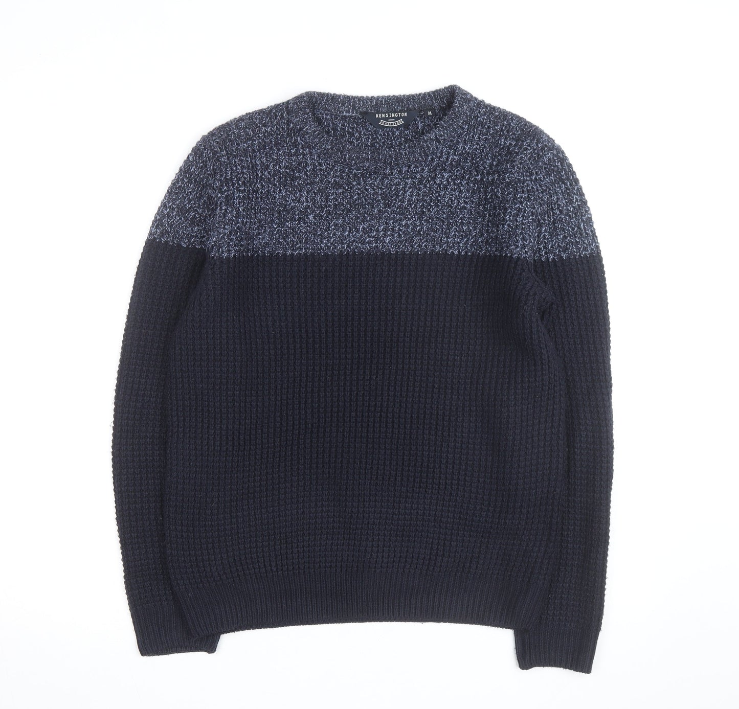 Kensington Eastside Men's Blue Chunky Knit Crew Neck Jumper Size M