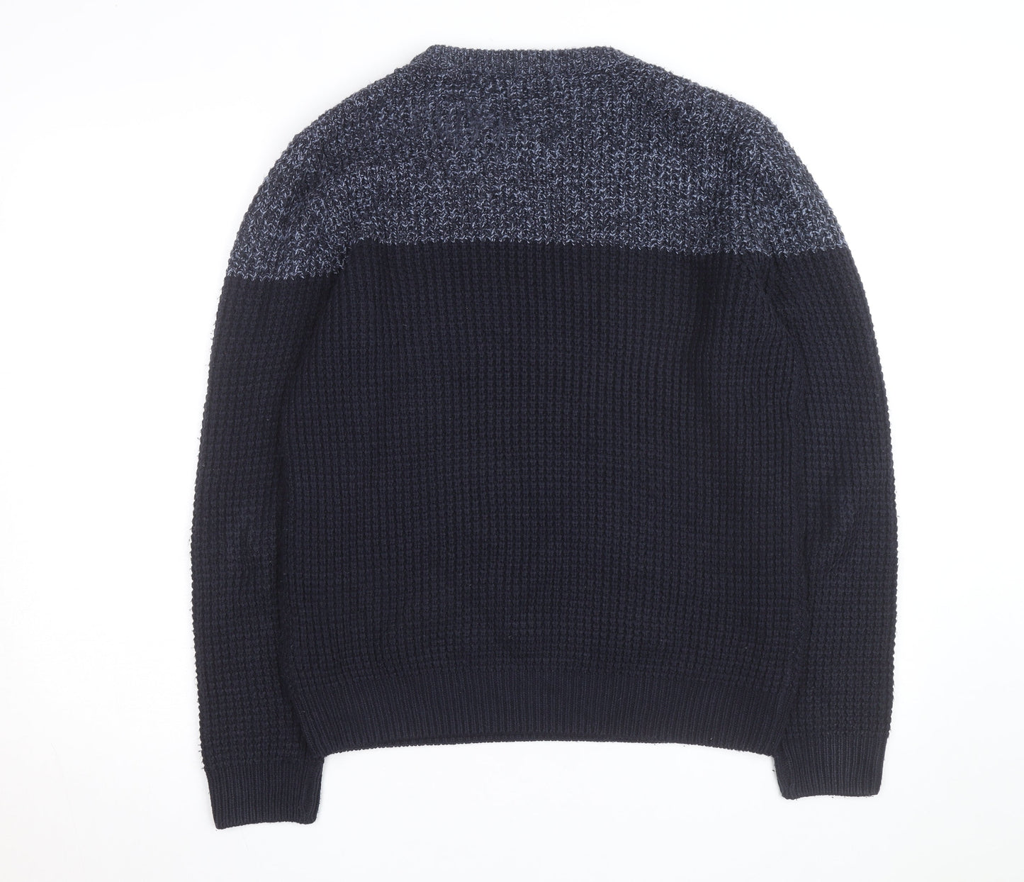 Kensington Eastside Men's Blue Chunky Knit Crew Neck Jumper Size M