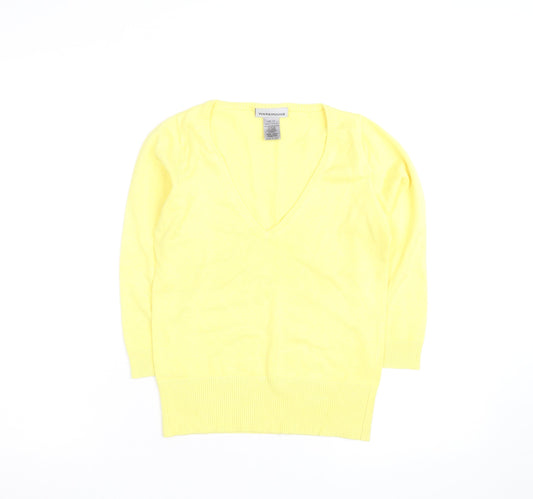 Warehouse Women’s Yellow V-Neck Knit Jumper Size 12