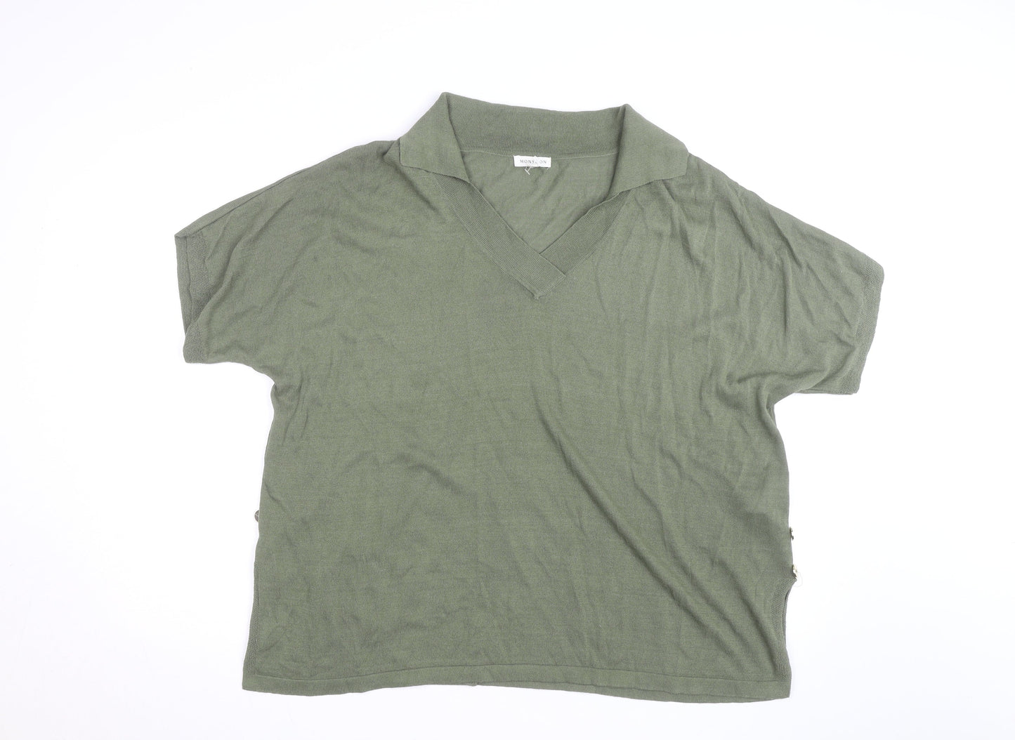 Monsoon Men's Green Viscose Knit Short Sleeve Casual Shirt L
