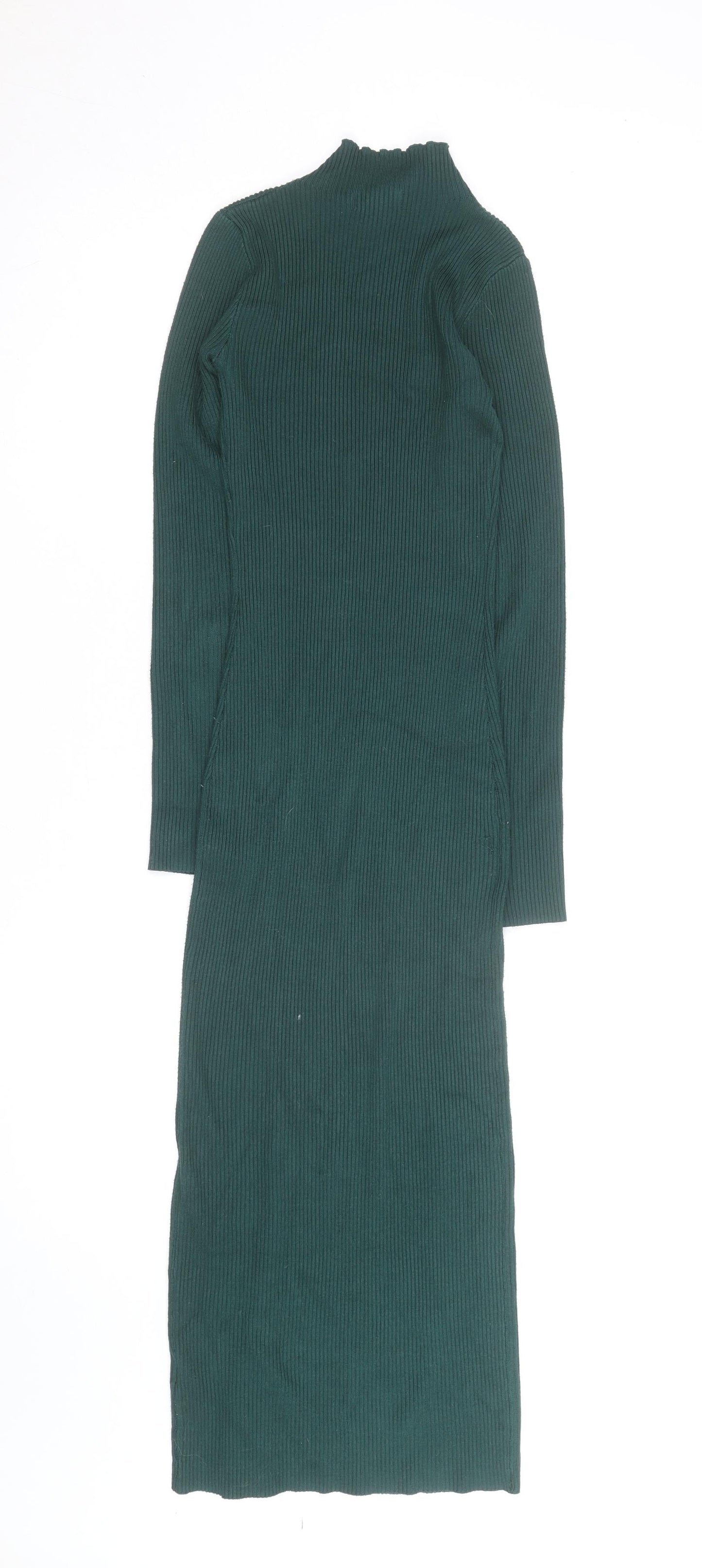 Missguided Women Green Size 8 Ribbed Midi Bodycon Button Dress