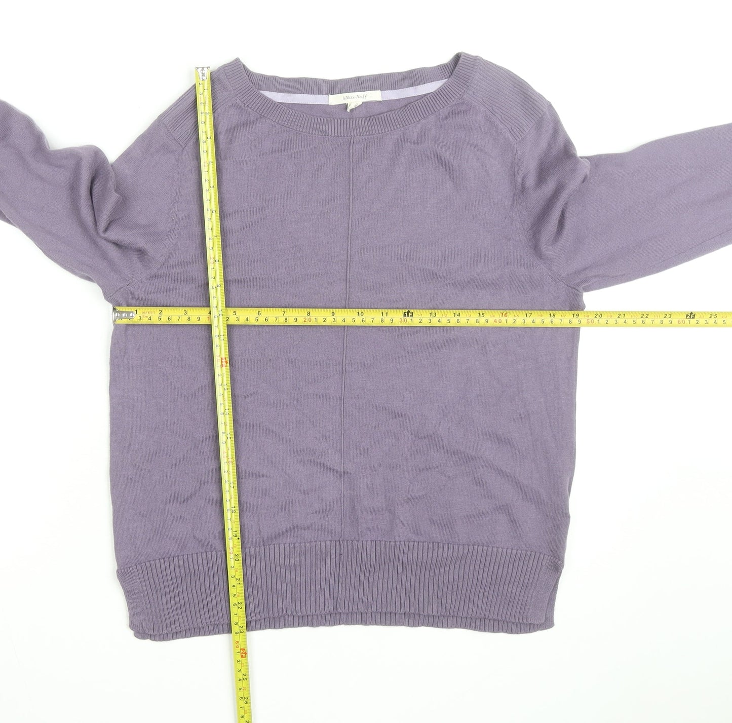 White Stuff Women's Purple Cotton Crew Neck Jumper UK 12