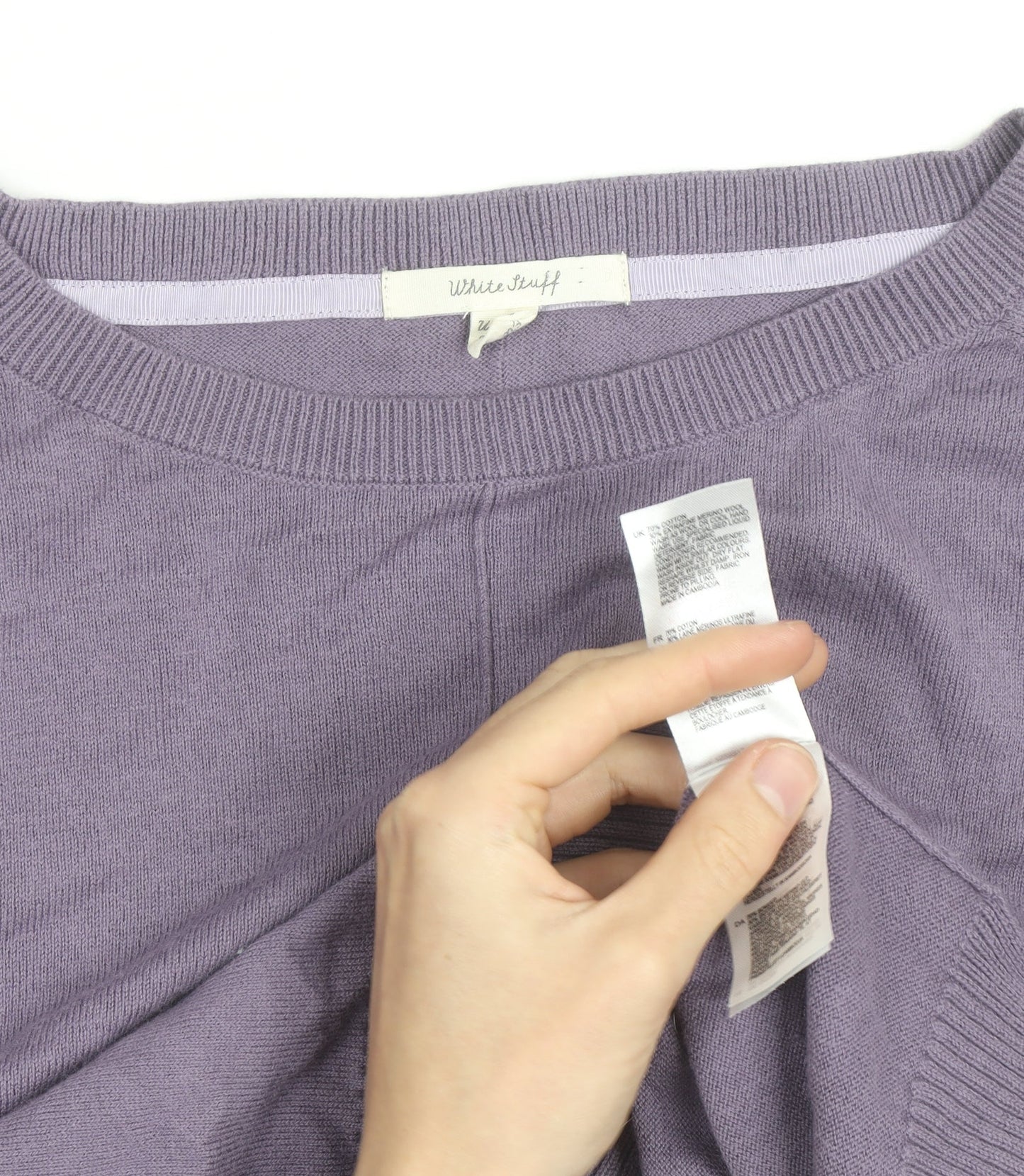 White Stuff Women's Purple Cotton Crew Neck Jumper UK 12