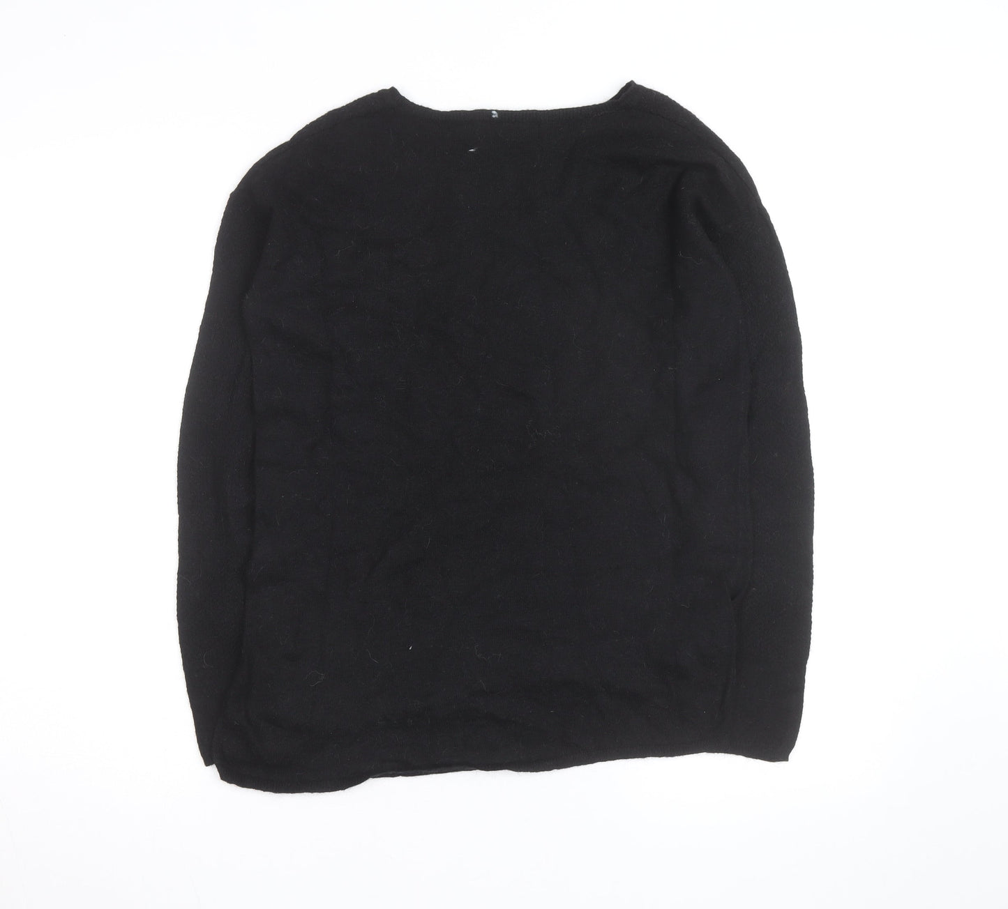 Next Women’s Black Beaded Crew Neck Wool Blend Jumper Size 10