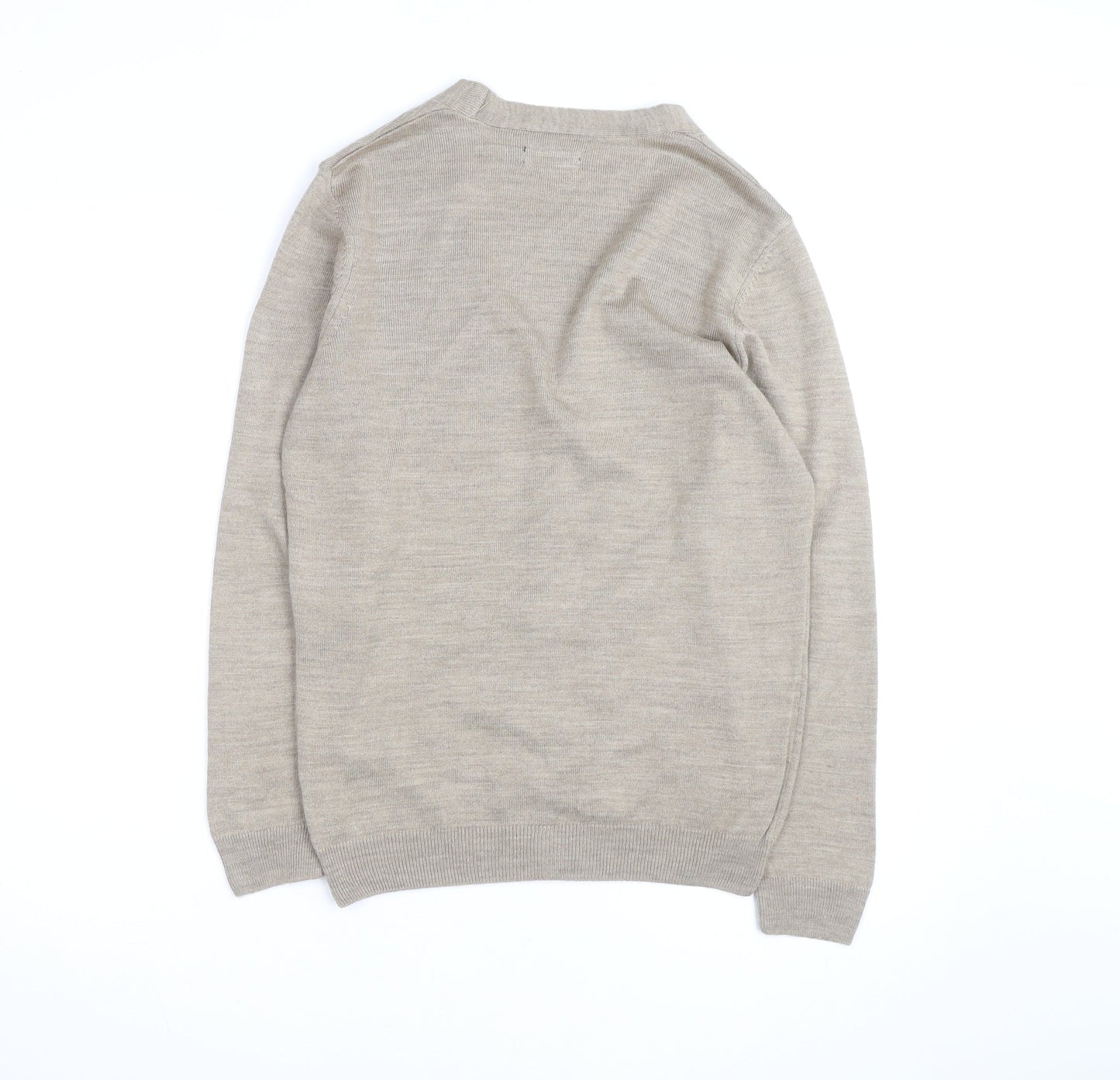 Burton Menswear Men's Beige Cotton Cardigan Small V-Neck Knit